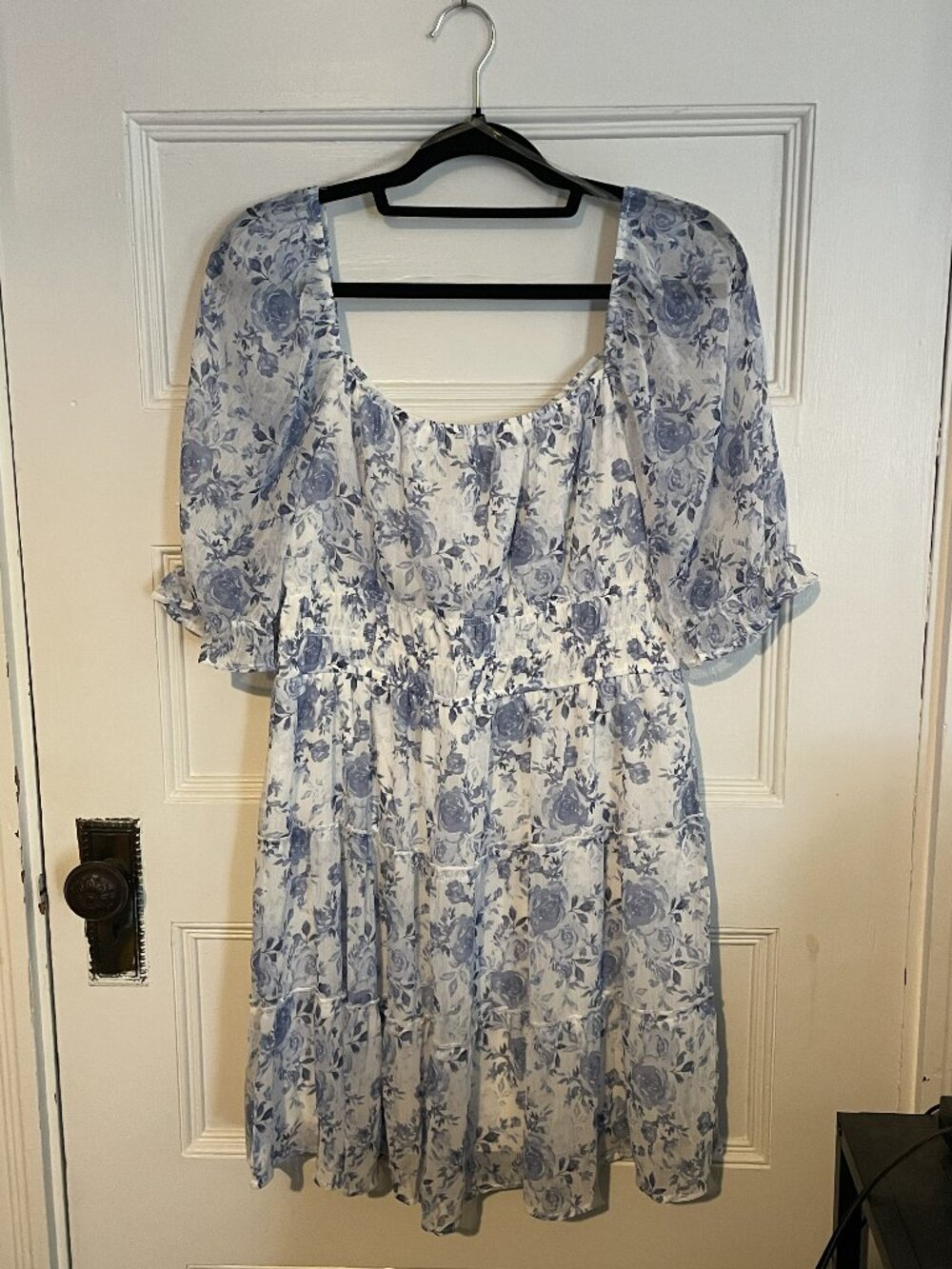 Francesca's Trixxi Blue and White Floral Mini Dress, Size XL NWT